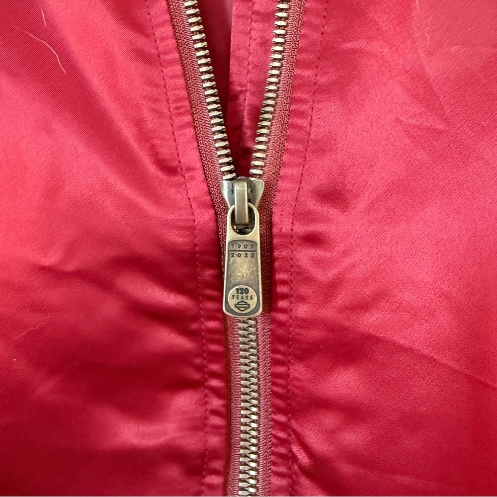 Harley Davidson Motorcycle Burgundy Red Satin Limited Edition Women’s Jacket - Picture 5 of 14